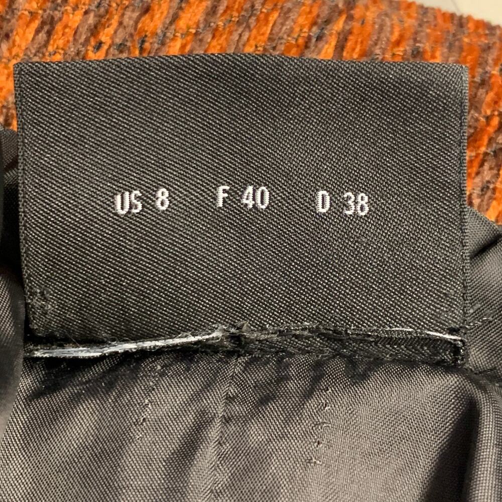 AKRIS Size 8 Orange Brown Polyester Cotton Velvet Leather Cuffs Jacket Blazer - Picture 9 of 11